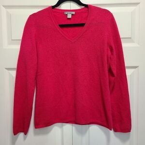 Charter Club V-Neck‎ Cashmere Sweater Vibrant Pink M